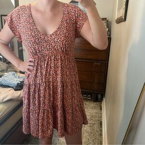Urban Outfitters Red Floral Mini Dress